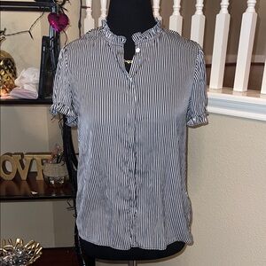 T Tahari Black and White Striped Top